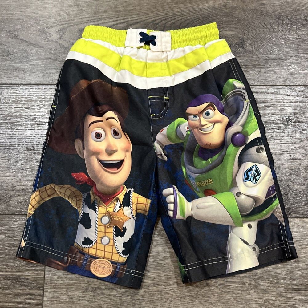 Vintage Y2K 2010 Toy Story Buzz Lightyear Woody Board Shorts Swim Trunks - 4/5